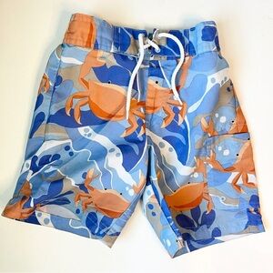 Janie and Jack Blue and Orange Crab Print Swimsuit